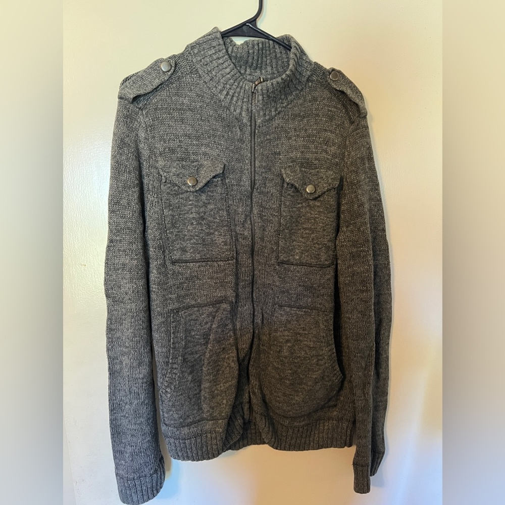 Grey cardigan zipper - rock and republic small